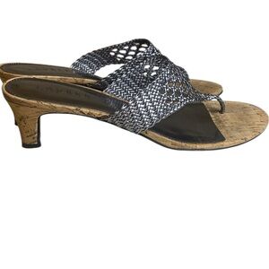 Lauren Ralph Lauren Nalena Leather Thong Cork Style Sandals Women's Size 10 B